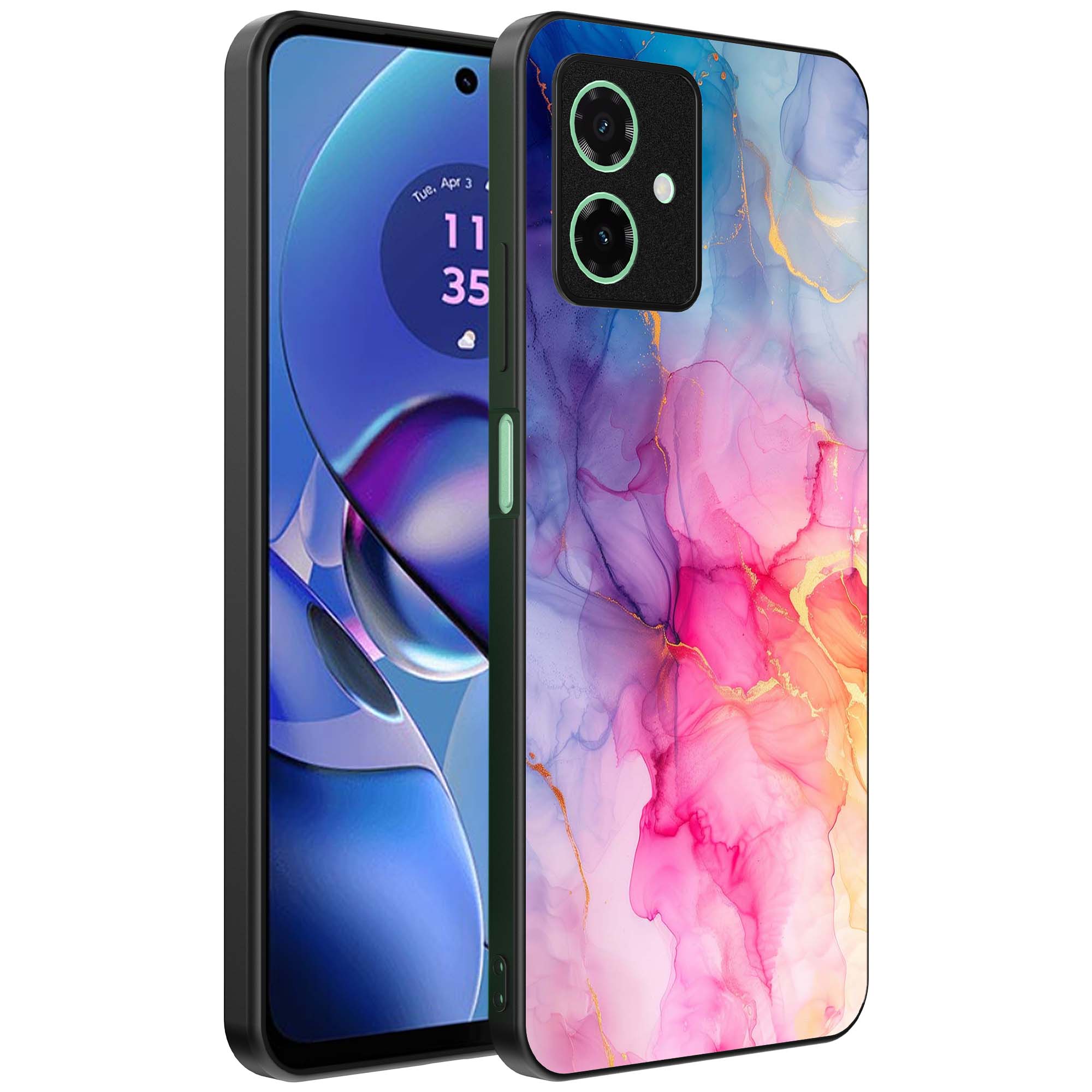 regenboog marmer opdruk_Motorola Moto G64 telefoonhoesje (1)