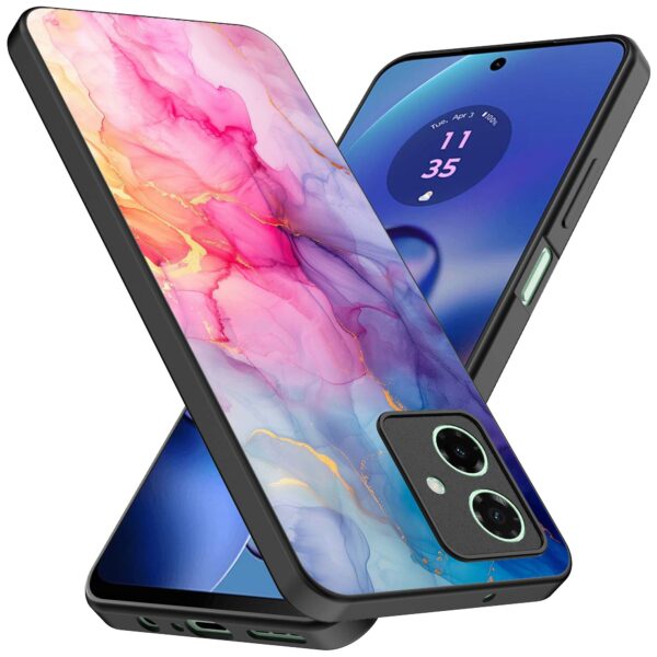 regenboog marmer opdruk_Motorola Moto G64 telefoonhoesje (2)
