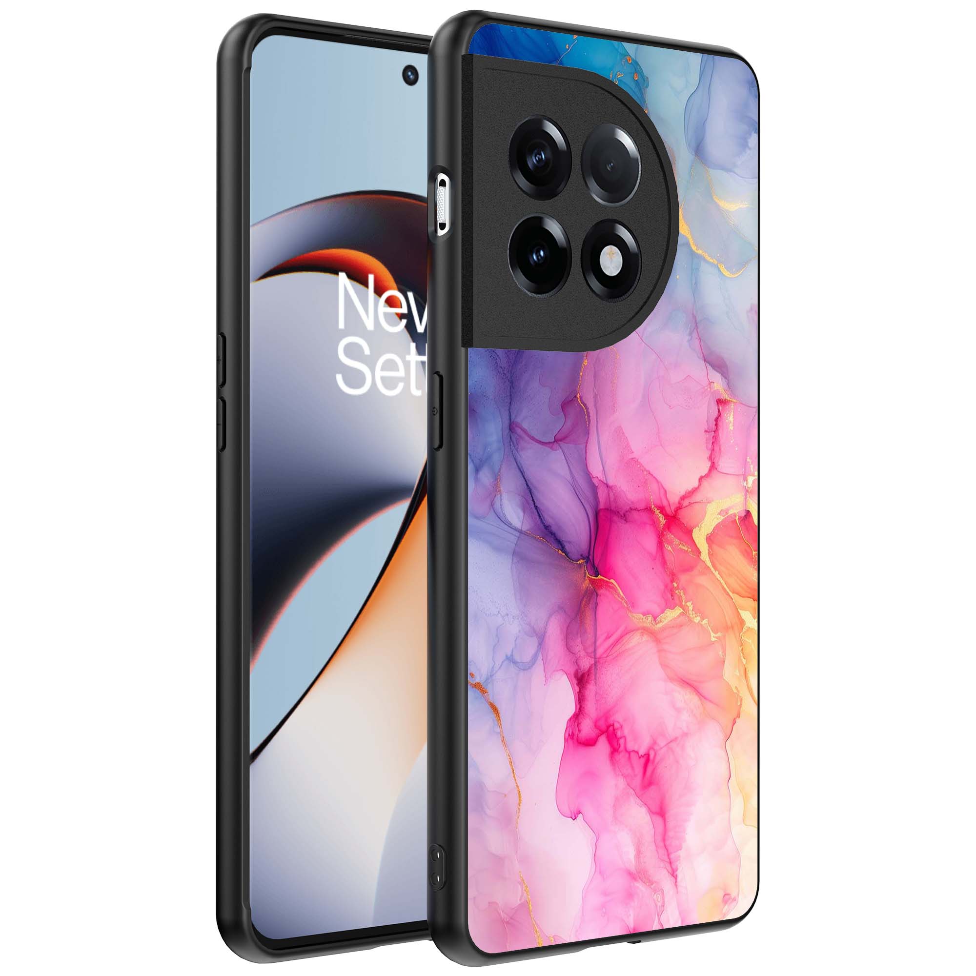 regenboog marmer opdruk_OnePlus 11R Telefoonhoesje (1)