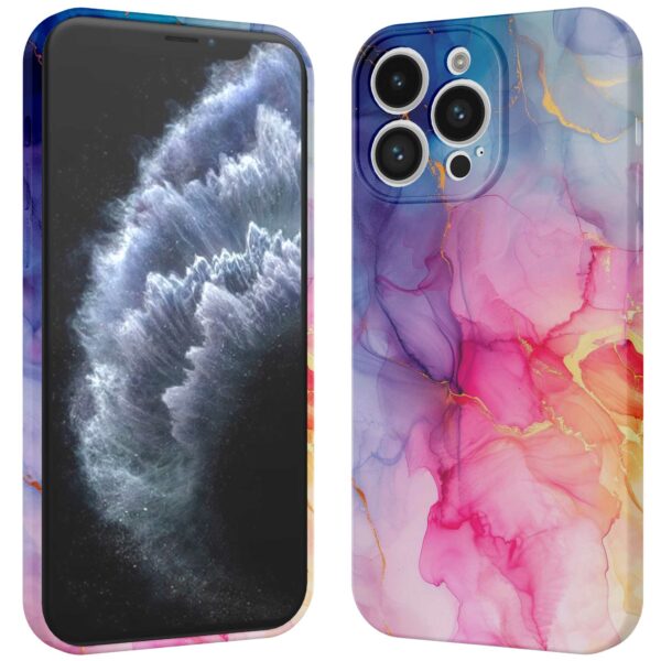 regenboog marmer opdruk_iPhone 11 Pro telefoonhoesje met volledige rondom bedrukking (3)