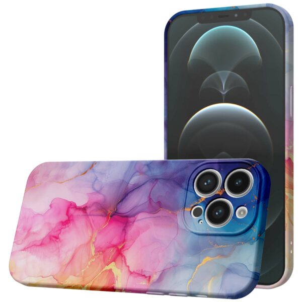 regenboog marmer opdruk_iPhone 12 Pro Max telefoonhoesje met volledige rondom bedrukking (1)