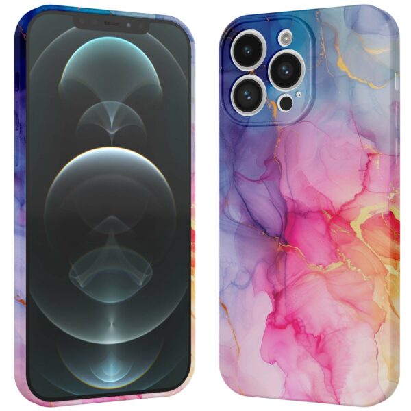 regenboog marmer opdruk_iPhone 12 Pro Max telefoonhoesje met volledige rondom bedrukking (3)