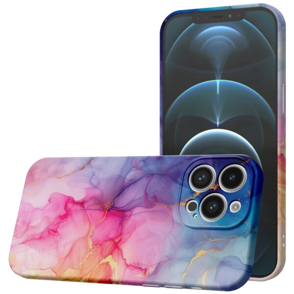 regenboog marmer opdruk_iPhone 12 Pro telefoonhoesje met volledige rondom bedrukking (1)
