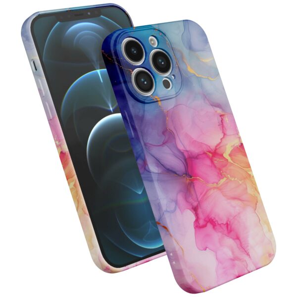 regenboog marmer opdruk_iPhone 12 Pro telefoonhoesje met volledige rondom bedrukking (2)