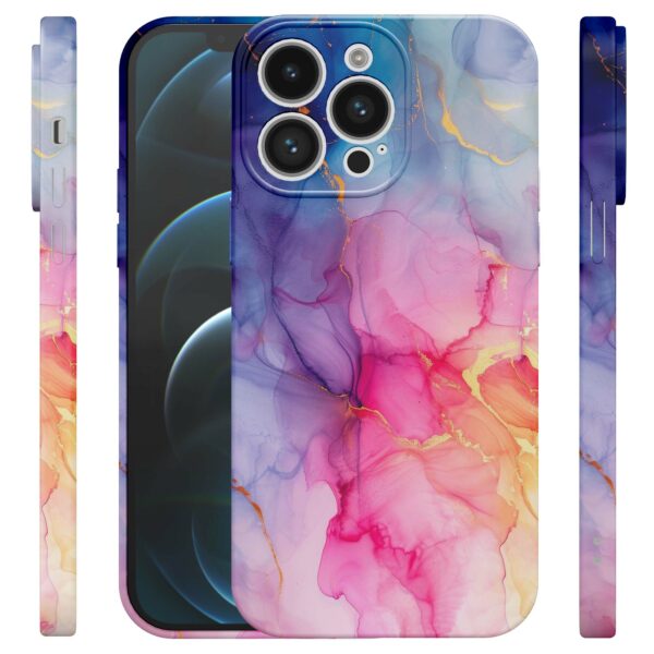 regenboog marmer opdruk_iPhone 12 Pro telefoonhoesje met volledige rondom bedrukking (4)