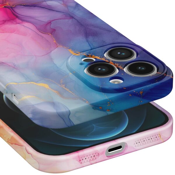 regenboog marmer opdruk_iPhone 12 Pro telefoonhoesje met volledige rondom bedrukking (5)