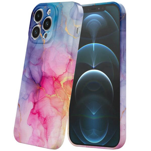regenboog marmer opdruk_iPhone 12 Pro telefoonhoesje met volledige rondom bedrukking (6)