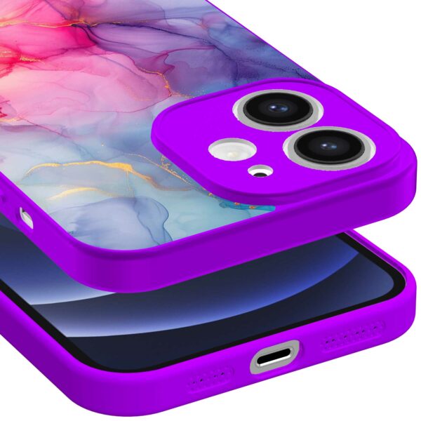 regenboog marmer opdruk_iPhone 12 Telefoonhoesje met paars rand (3)