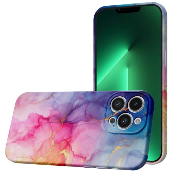 regenboog marmer opdruk_iPhone 13 Pro Max telefoonhoesje met volledige rondom bedrukking (1)