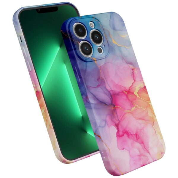 regenboog marmer opdruk_iPhone 13 Pro Max telefoonhoesje met volledige rondom bedrukking (2)