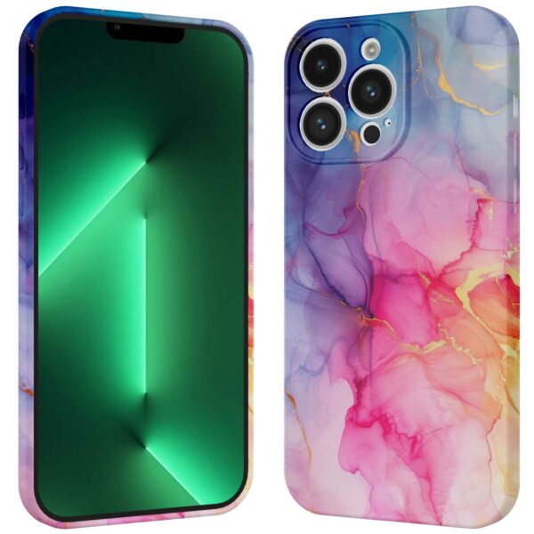 regenboog marmer opdruk_iPhone 13 Pro Max telefoonhoesje met volledige rondom bedrukking (3)