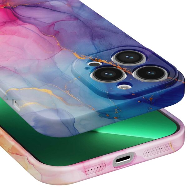 regenboog marmer opdruk_iPhone 13 Pro Max telefoonhoesje met volledige rondom bedrukking (5)