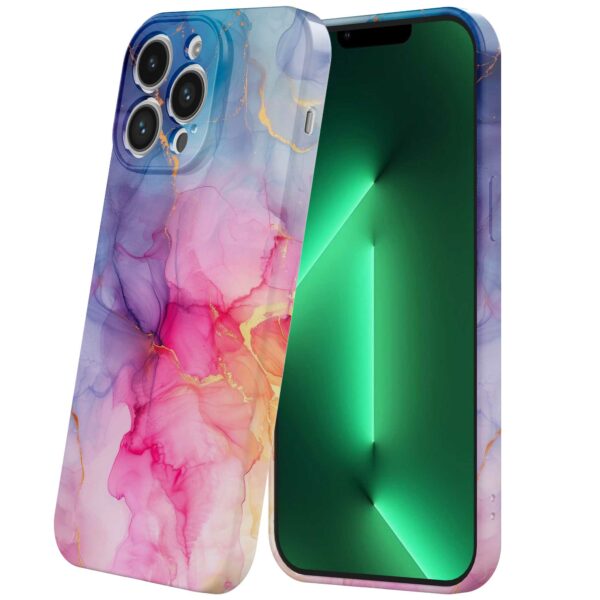 regenboog marmer opdruk_iPhone 13 Pro Max telefoonhoesje met volledige rondom bedrukking (6)