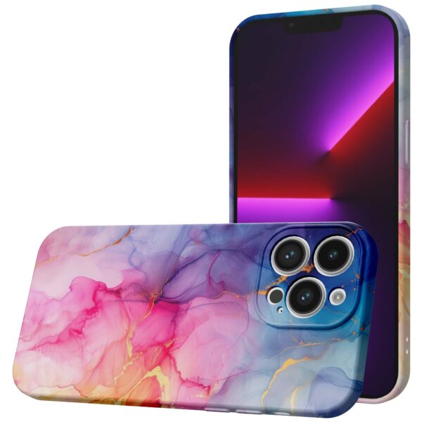 regenboog marmer opdruk_iPhone 13 Pro telefoonhoesje met volledige rondom bedrukking (1)