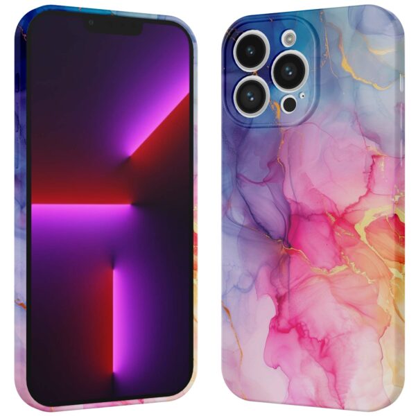 regenboog marmer opdruk_iPhone 13 Pro telefoonhoesje met volledige rondom bedrukking (3)