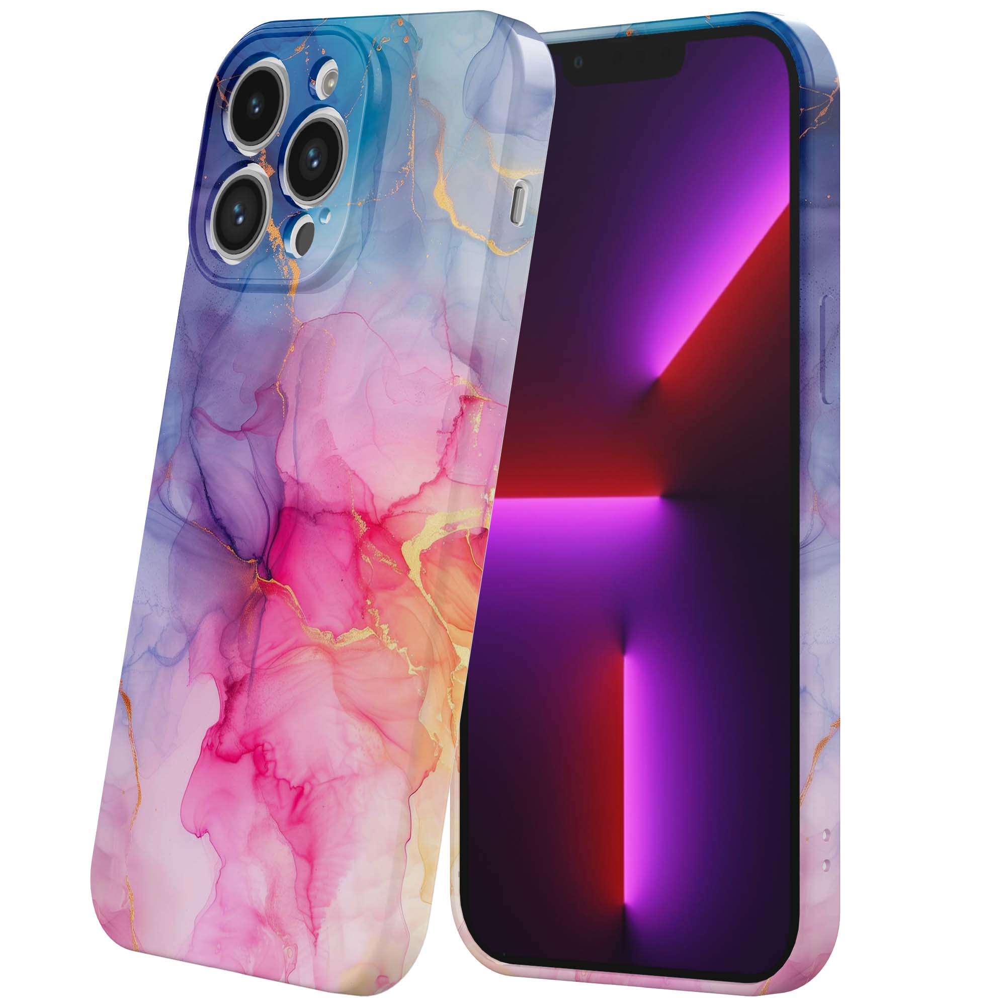 regenboog marmer opdruk_iPhone 13 Pro telefoonhoesje met volledige rondom bedrukking (6)