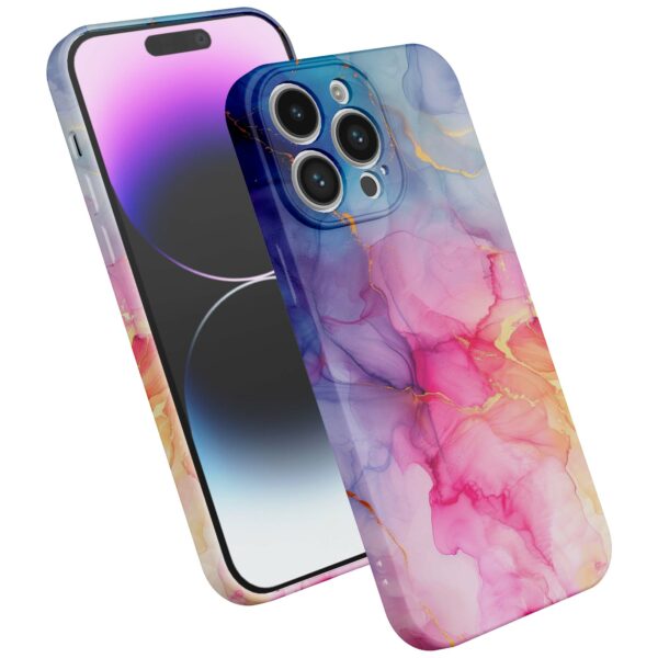 regenboog marmer opdruk_iPhone 14 Pro Max telefoonhoesje met volledige rondom bedrukking (2)