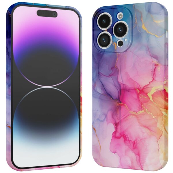 regenboog marmer opdruk_iPhone 14 Pro Max telefoonhoesje met volledige rondom bedrukking (3)
