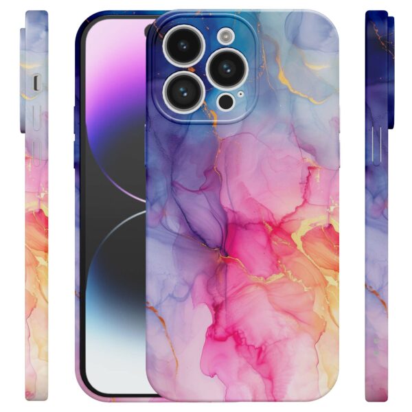 regenboog marmer opdruk_iPhone 14 Pro Max telefoonhoesje met volledige rondom bedrukking (4)