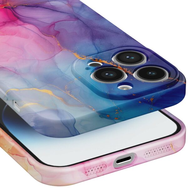 regenboog marmer opdruk_iPhone 14 Pro Max telefoonhoesje met volledige rondom bedrukking (5)