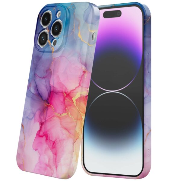 regenboog marmer opdruk_iPhone 14 Pro Max telefoonhoesje met volledige rondom bedrukking (6)