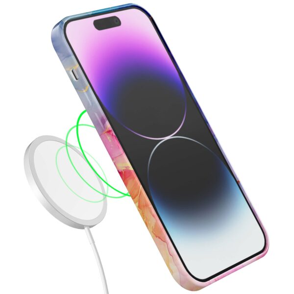 regenboog marmer opdruk_iPhone 14 Pro Max telefoonhoesje met volledige rondom bedrukking (7)