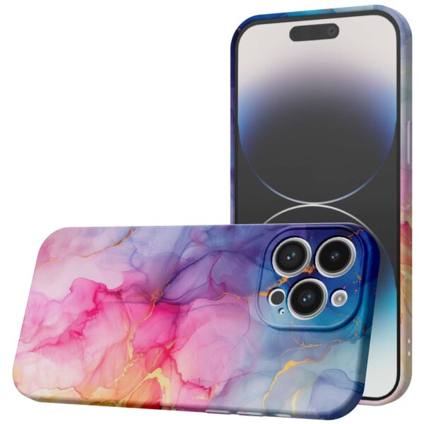 regenboog marmer opdruk_iPhone 14 Pro telefoonhoesje met volledige rondom bedrukking (1)