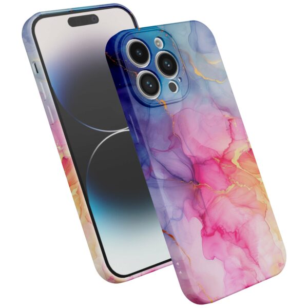 regenboog marmer opdruk_iPhone 14 Pro telefoonhoesje met volledige rondom bedrukking (2)