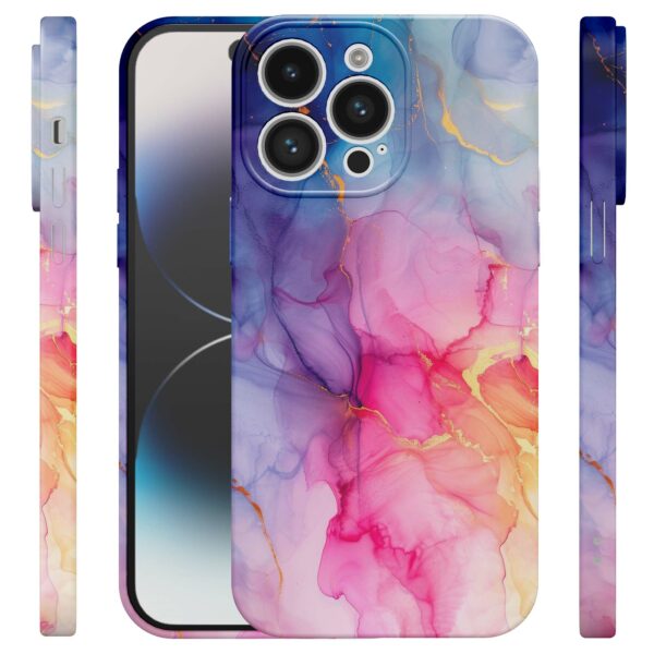 regenboog marmer opdruk_iPhone 14 Pro telefoonhoesje met volledige rondom bedrukking (4)