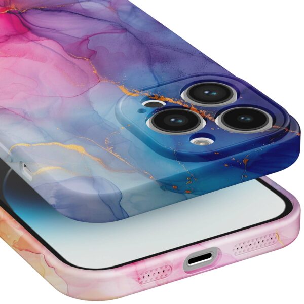regenboog marmer opdruk_iPhone 14 Pro telefoonhoesje met volledige rondom bedrukking (5)