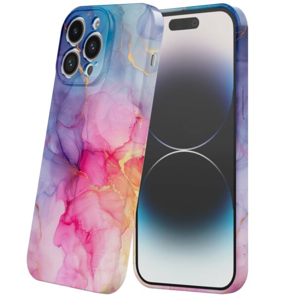 regenboog marmer opdruk_iPhone 14 Pro telefoonhoesje met volledige rondom bedrukking (6)