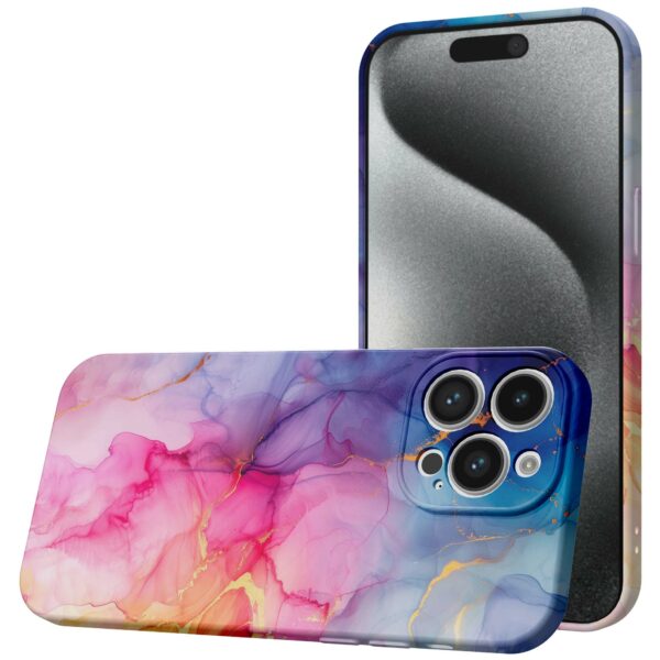regenboog marmer opdruk_iPhone 15 Pro telefoonhoesje met volledige rondom bedrukking (1)