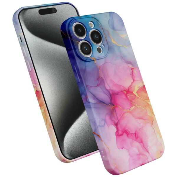 regenboog marmer opdruk_iPhone 15 Pro telefoonhoesje met volledige rondom bedrukking (2)
