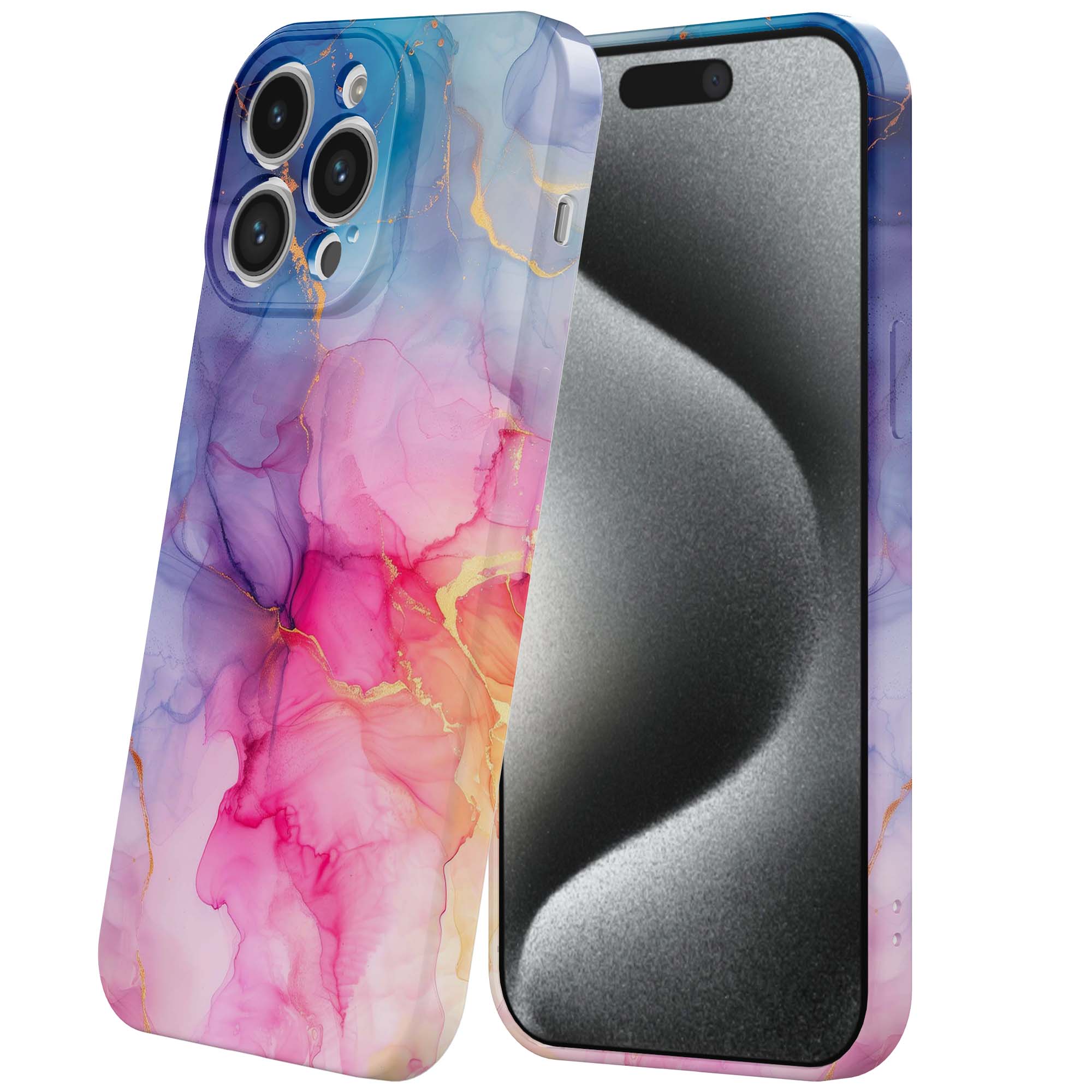 regenboog marmer opdruk_iPhone 15 Pro telefoonhoesje met volledige rondom bedrukking (6)