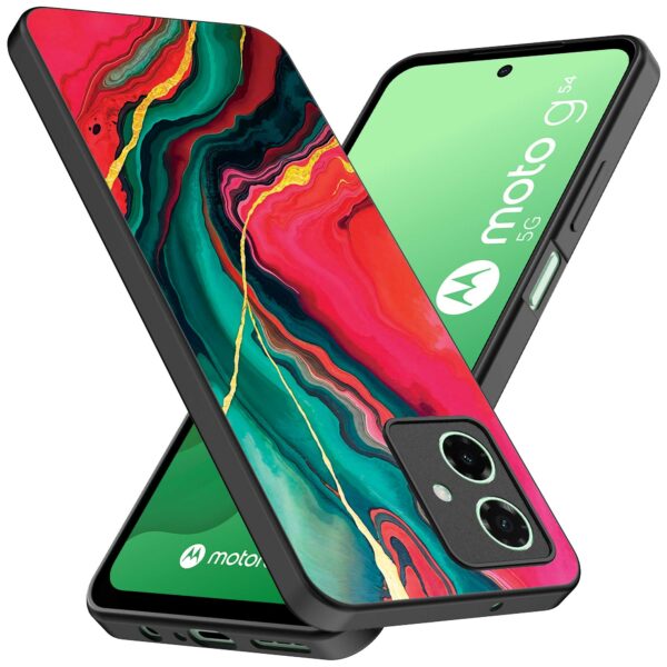 rood groen marmer opdruk_Motorola Moto G54 telefoonhoesje