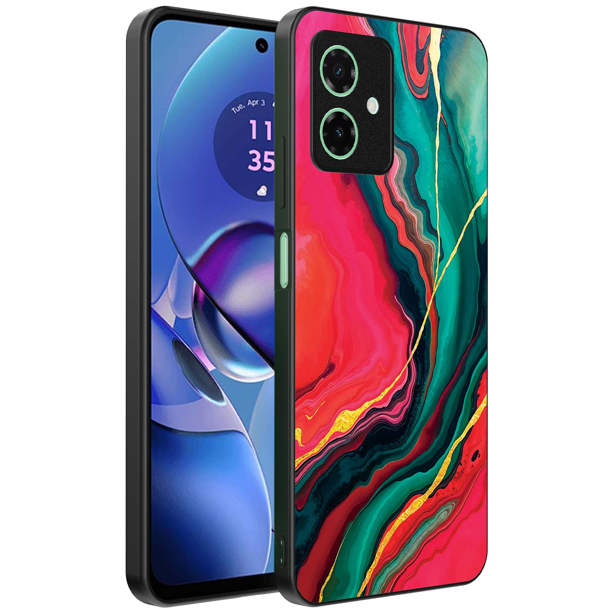 rood groen marmer opdruk_Motorola Moto G64 telefoonhoesje (1)