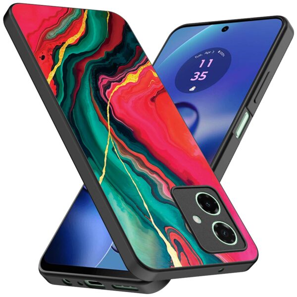 rood groen marmer opdruk_Motorola Moto G64 telefoonhoesje (2)