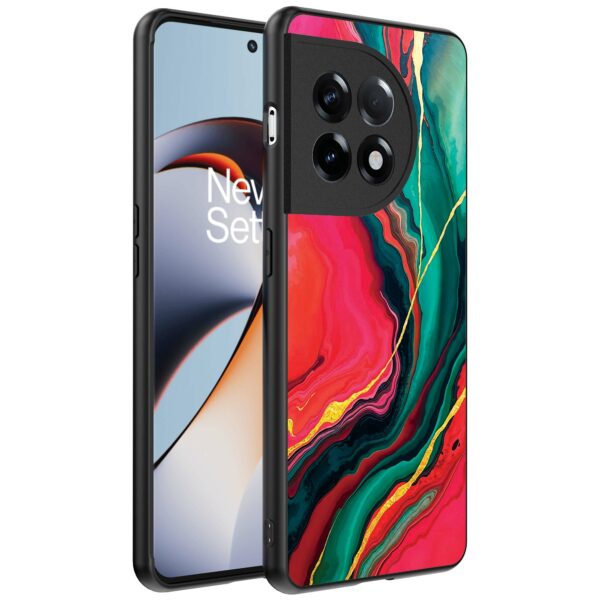 rood groen marmer opdruk_OnePlus 11R Telefoonhoesje (1)