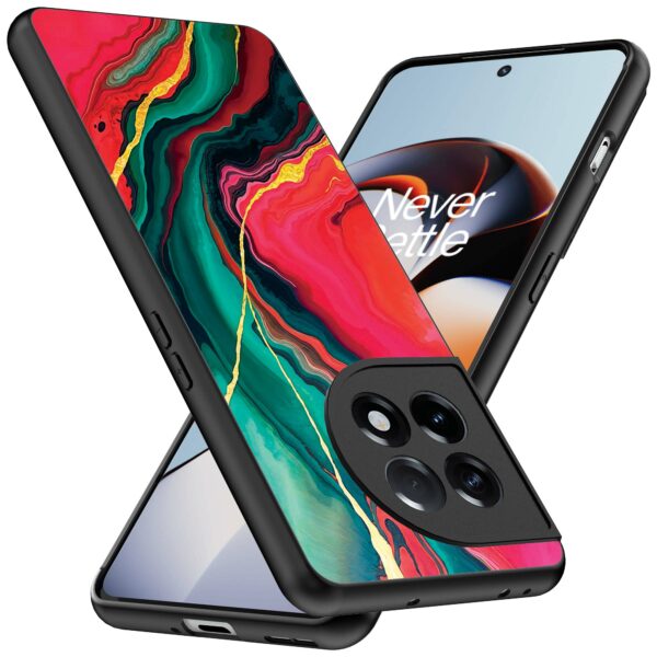 rood groen marmer opdruk_OnePlus 11R Telefoonhoesje (2)