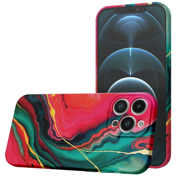 rood groen marmer opdruk_iPhone 12 Pro telefoonhoesje met volledige rondom bedrukking (1)