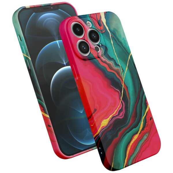 rood groen marmer opdruk_iPhone 12 Pro telefoonhoesje met volledige rondom bedrukking (2)
