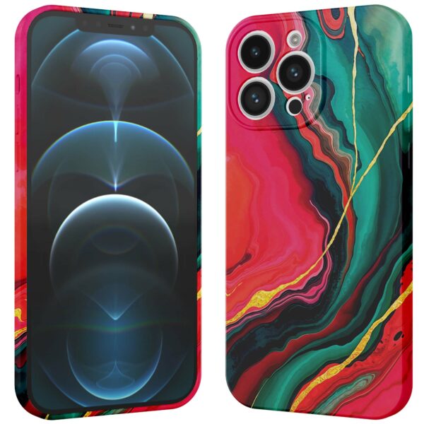 rood groen marmer opdruk_iPhone 12 Pro telefoonhoesje met volledige rondom bedrukking (3)
