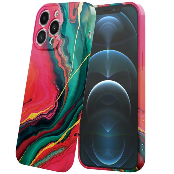rood groen marmer opdruk_iPhone 12 Pro telefoonhoesje met volledige rondom bedrukking (6)