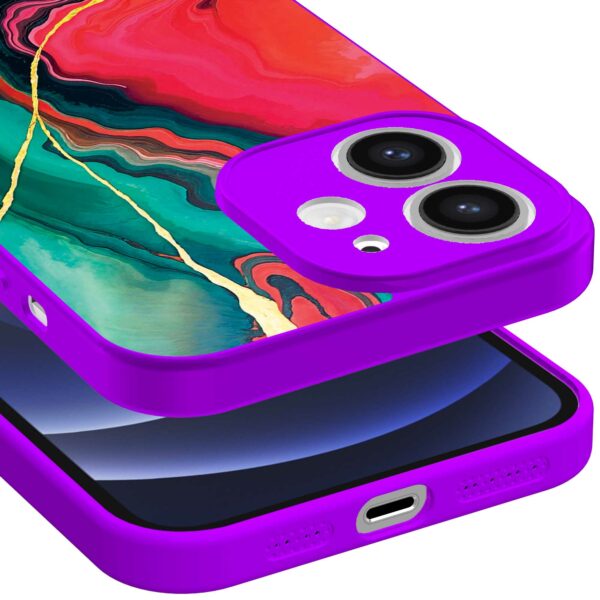 rood groen marmer opdruk_iPhone 12 Telefoonhoesje met paars rand (3)