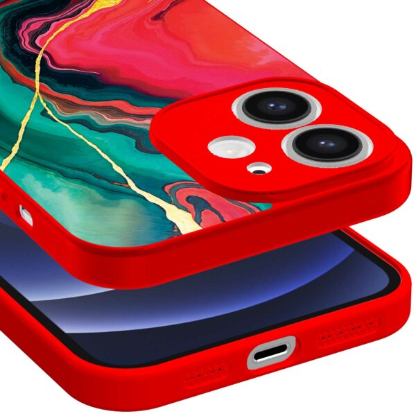 rood groen marmer opdruk_iPhone 12 Telefoonhoesje met rode rand (3)