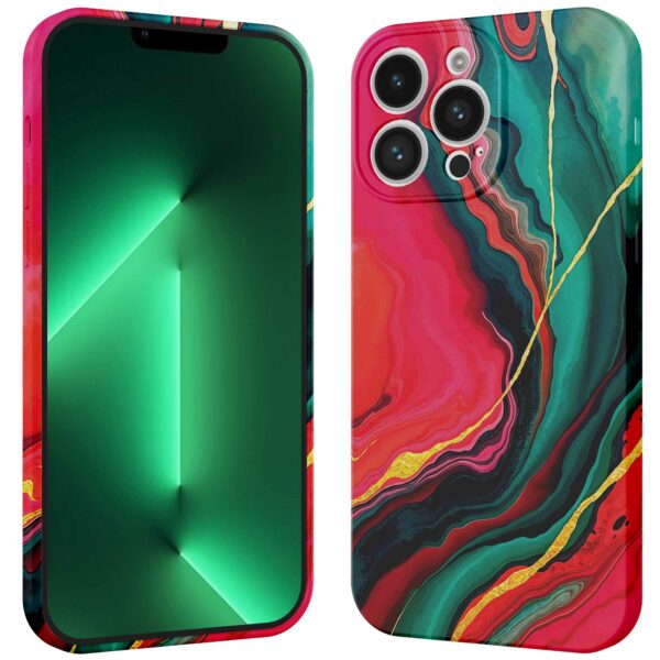 rood groen marmer opdruk_iPhone 13 Pro Max telefoonhoesje met volledige rondom bedrukking (3)