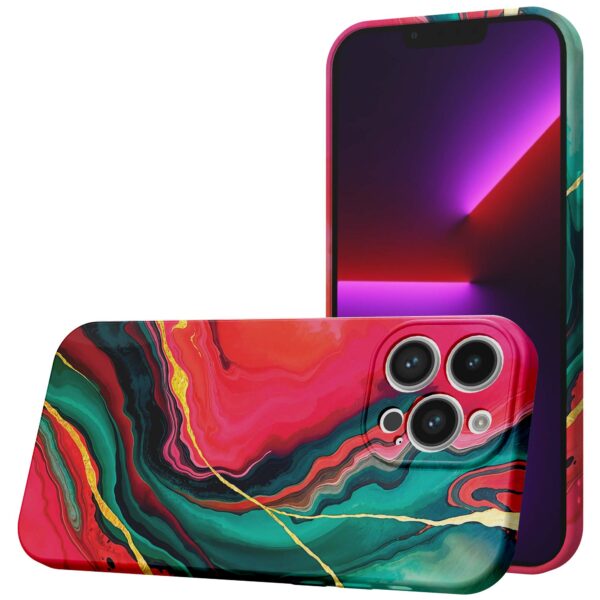 rood groen marmer opdruk_iPhone 13 Pro telefoonhoesje met volledige rondom bedrukking (1)