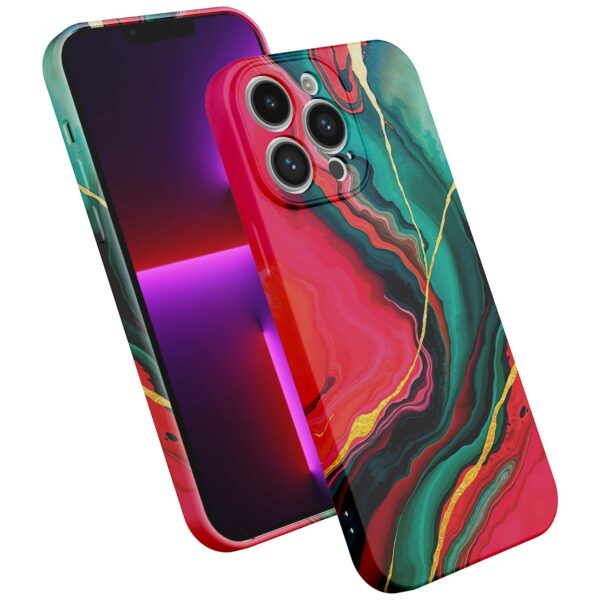 rood groen marmer opdruk_iPhone 13 Pro telefoonhoesje met volledige rondom bedrukking (2)