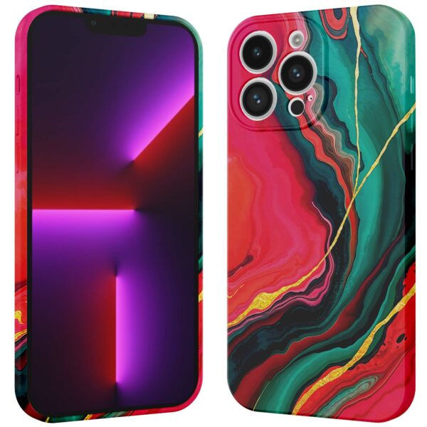 rood groen marmer opdruk_iPhone 13 Pro telefoonhoesje met volledige rondom bedrukking (3)