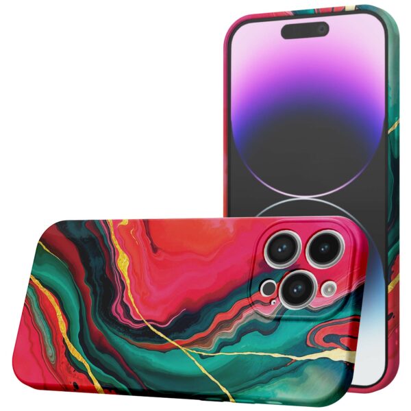 rood groen marmer opdruk_iPhone 14 Pro Max telefoonhoesje met volledige rondom bedrukking (1)